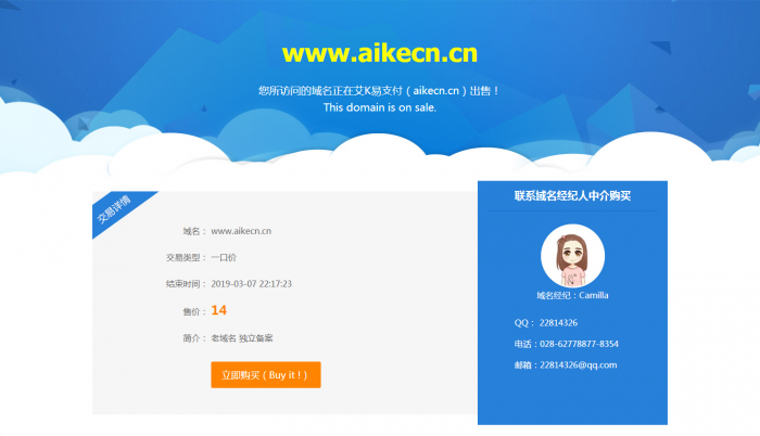 非常好看的网站域名出售页模板-AI源码网