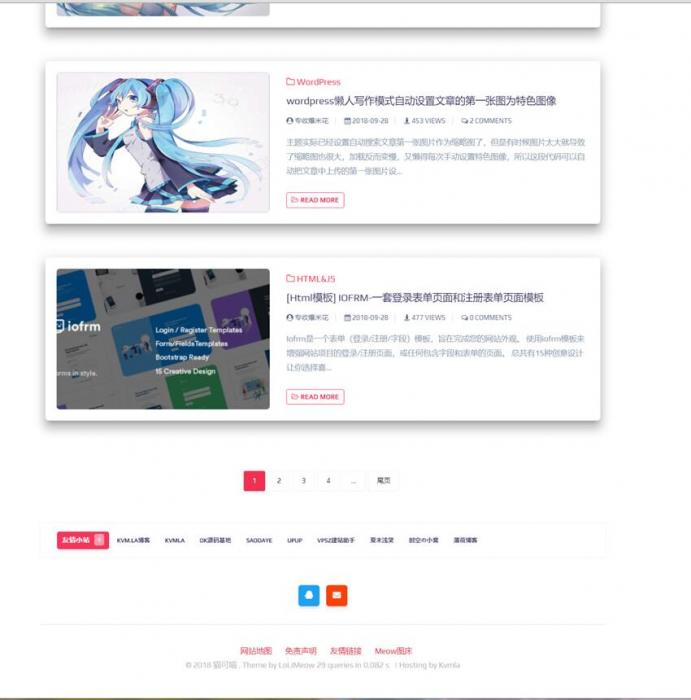 wordpress响应式猫可喵lolimeow,可做个人博客主题模板-AI源码网